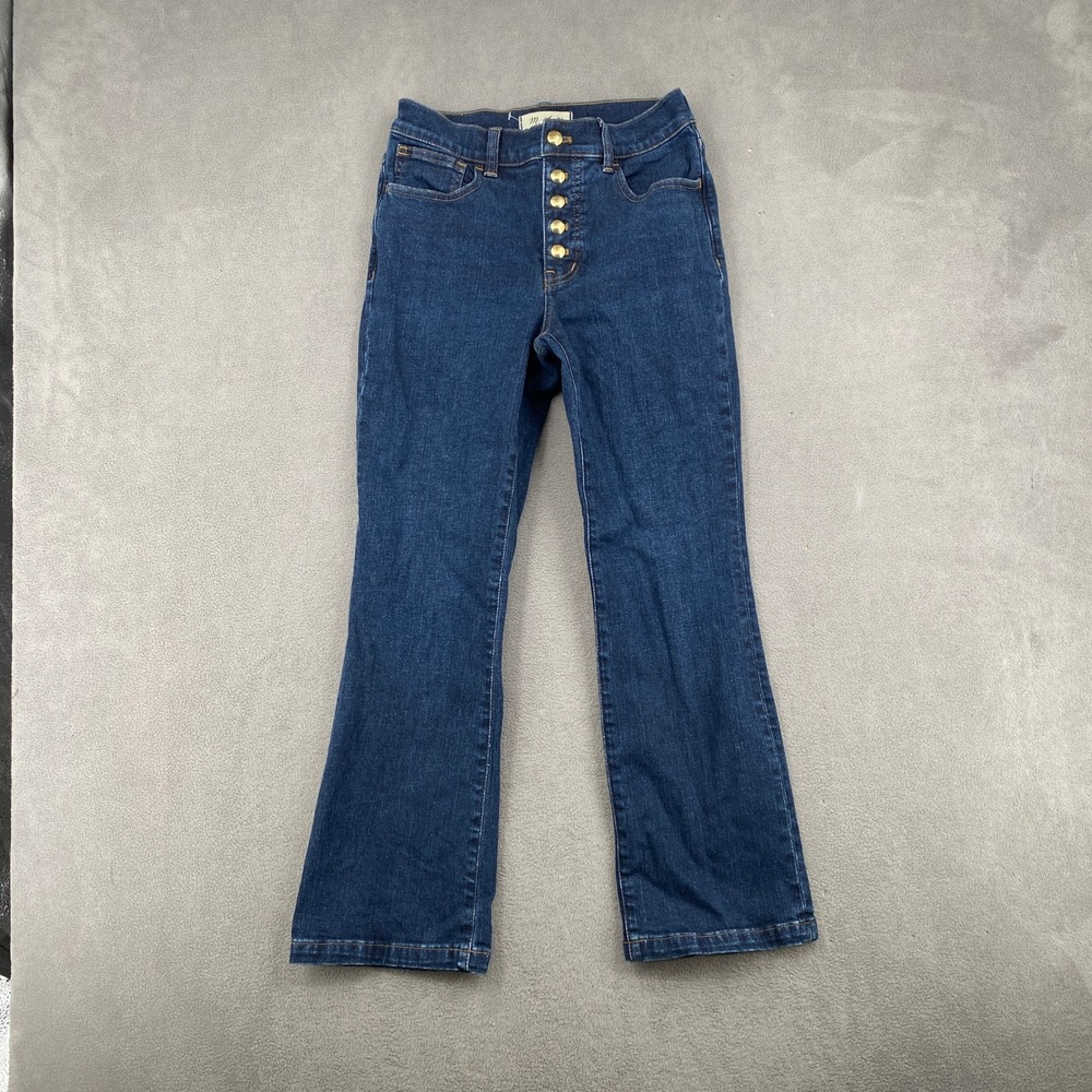 Madewell Mid-Rise Kick Out Jeans Dark Wash Button Fly Denim 25 NM855